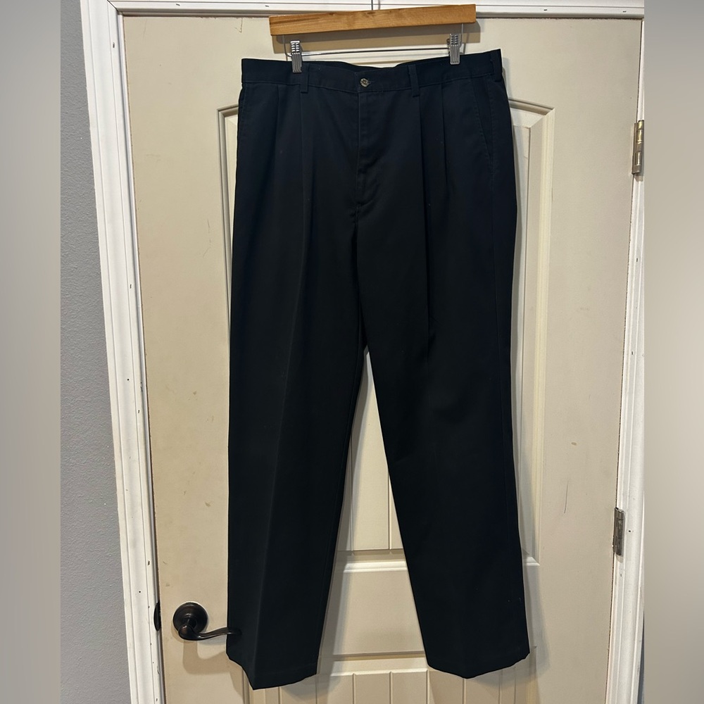 Dark navy Ivy Crew pleated pants.